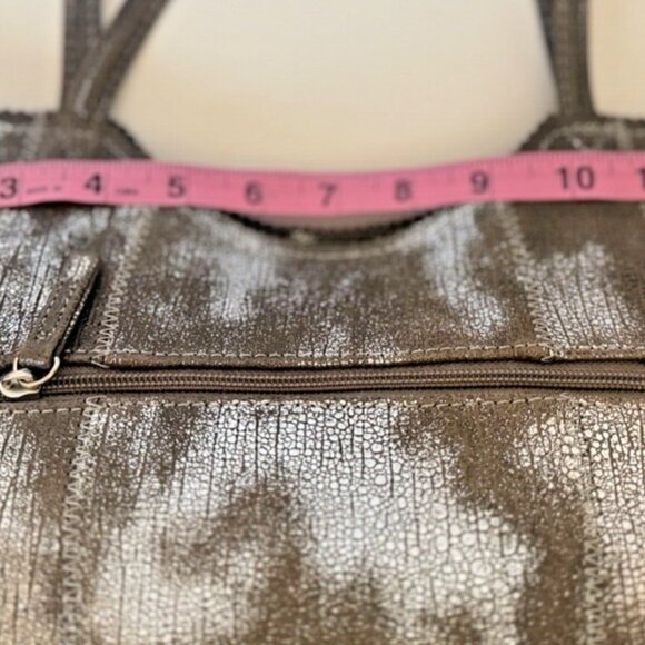 Sondra Roberts Squared Hand Shoulder Bag/Tote Brown Iridescent Silver Metallic - Picture 11 of 16